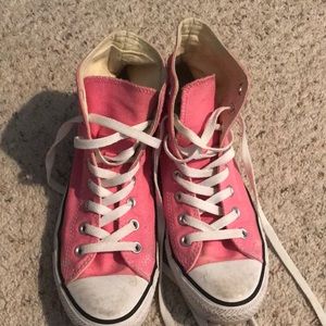 Pink high top converse